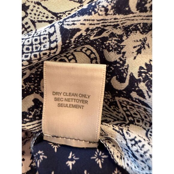 Rebecca Taylor navy blue and cream silk tunic tank top- size m - Picture 5 of 6